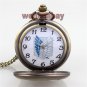 Bronze Necklace Pendant Chain Wing Hollw Quartz Pocket Watch Men Women Gift P270