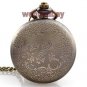 Bronze Necklace Pendant Chain Wing Hollw Quartz Pocket Watch Men Women Gift P270