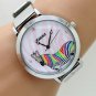 Color Zebra Round Dial Mesh Band Quartz Wrist Watch Women Lady Girl Q2676