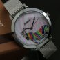 Color Zebra Round Dial Mesh Band Quartz Wrist Watch Women Lady Girl Q2676