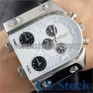 OULM Military Army 3 Time Zones Quartz WristWatch Leather Sports Men USA Q0702