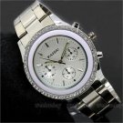 Silver Round Crystal Steel Band Woman Men Luxury Quartz Wrist Watch USA Q0850