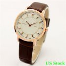 Charm White Round Couple Analog Crystal Leather Quartz Wrist Watch USA Q2254