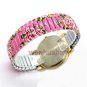 Cute Lovely Round Analog Stretchable Iron Quartz Wrist Watch Girl Women AB Q2076