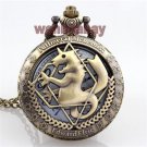Bronze Horse Necklace Pendant Hollow Quartz Pocket Watch  Men Women's Gift P268