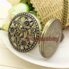 Antique Bronze Flower Hollow Quartz Pocket Watch Necklace Pendant Unisex P260