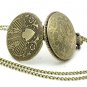 Retro Bronze Charm Pattern Pendant Chain Quartz Pocket Watch Lady Women 86 P210
