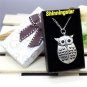 Silver Night Owl Quartz Pocket Watch Necklace Pendant Chain Women Xmas P26
