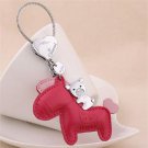 MILESI Red Horse Bear Leather Women Chain Car Purse Key Ring Fashion USA K0112