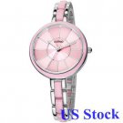 Pink Women Round Kimio Ceramic Steel Quartz Bracelet Wrist Watch USA K49504