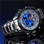 Waterproof Silver Quartz And LED Combine Stainless Steel Band Men USA L8906