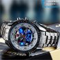 Waterproof Silver Quartz And LED Combine Stainless Steel Band Men USA L8906