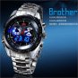 Waterproof Silver Quartz And  LED Combine Stainless Steel Business Men USA L8905