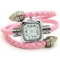Pink Weave WRAP Around Leather Bracelet Women Quartz Wrist Watch USA B2605