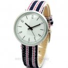 Fashion Round Couple Lover Quartz Simple Analog Cloth Wrist Watch Gift USA Q3472