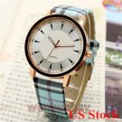Fashion Round Leather Decoration Pattern Quartz Wrist Watch Women Hour USA Q3492