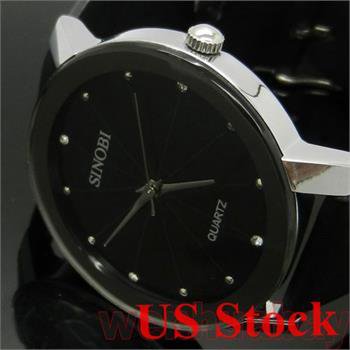 Fashion Simple  SINOBI  Leather Strap Men Boy Quartz Wrist Watch Hour USA S0201