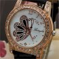 New Butterfly Round Dial Crystal Quartz Wrist Watch Band Lady Women Girl Gifts