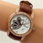 New Butterfly Round Dial Crystal Quartz Wrist Watch Band Lady Women Girl Gifts