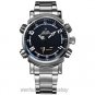 WEIDE Water Resist Analog LED Stainless Steel Sport Wrist Quartz Watch Men Gifts