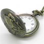 Retro Bronze Steam Train Watch Necklace Pendant Chain Hour Women Men Gift 86P107