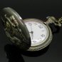 Retro Bronze Steam Train Watch Necklace Pendant Chain Hour Women Men Gift 86P107
