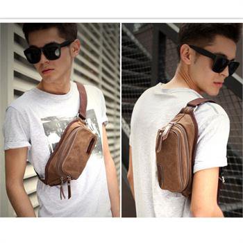 New Brown Retro Messenger Men Canvas Sport Shoulder Travel Waist Bag US C006 AB