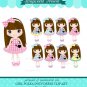 Girl polka dots dress clip art BUY2 GET 1FREE