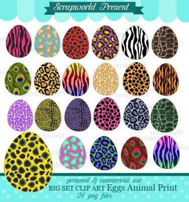 Eggs animal print Easter digital clip art BUY2 GET1 FREE
