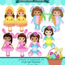 Happy Easter girls digital clip art Buy2 GET1 FREE