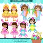 Happy Easter girls digital clip art Buy2 GET1 FREE