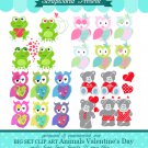 Vlentines day animal big set clip art BUY2 GET 1 FREE