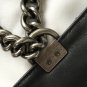 A67087 black sheepskin with ancient silver hardware