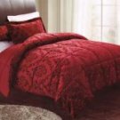 Damask Embossed Full / Queen Comforter With 2 Shams