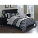 Pleated Safari Stripe Queen Comforter Set with 4 Bonus Pillows