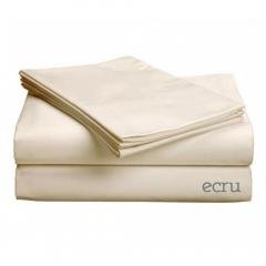 Classic Collection-300ct Combed COTTON PERCALE  Weave Low Profile Sheet Sets Split Cal King Ecru
