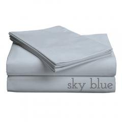 Classic Collection-300ct Combed COTTON PERCALE Weave Low Profile Sheet Sets Split Cal King Sky Blue