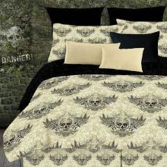 Winged Skull Sheet Set King Khaki/Black
