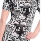 Black and White Stylish Back Print Tunic Shirt Fringed Small