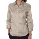 Ladies' 3/4-Sleeve Dress Twill - Khaki (L)