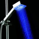 Blue Square LED Light Top Spray Shower Head Bathroom Showerheads with Chrome Coated