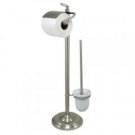 Vintage Pedestal Toilet Paper and Brush Holder - Satin Nickel