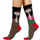 Charter Club Mega Kitty Holiday Christmas Crew Socks Red