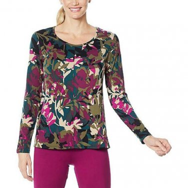 Cuddl Duds Comfort Code Long Sleeve Stretch Jersey Scoop Neck Top LARGE