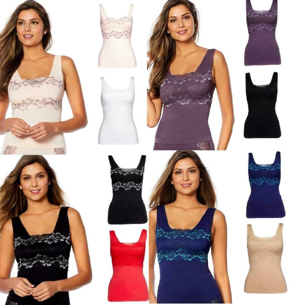 Rhonda Shear Lace Overlay Tank With Shelf Bra 2 Pack 5295