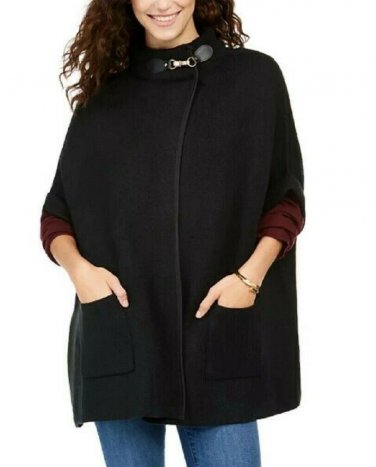 Solid Riding Cape With Welt Pockets OS