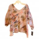 Democracy Printed Chiffon Asymmetric Hem Top X LARGE