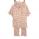 Paris Pink Nine's Soft Cotton Short Sleeve Long Pant Pajama Sleep Set LARGE