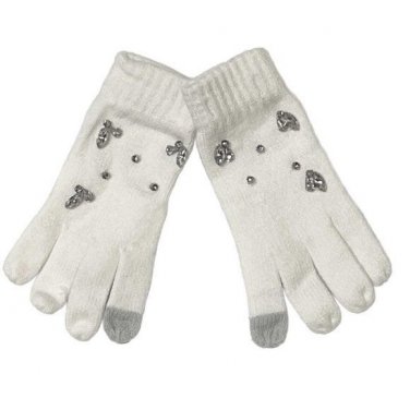 INC Gemstone Embellished Tech Gloves Ivory (444)