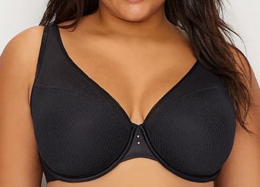 Curvy Couture Diamond Net Full Coverage Plunge Bra 40DD #1336